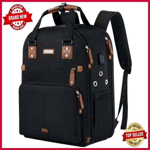 Large Knitting Backpack Tote with USB Port, 28L Yarn Storage Organizer main image 7